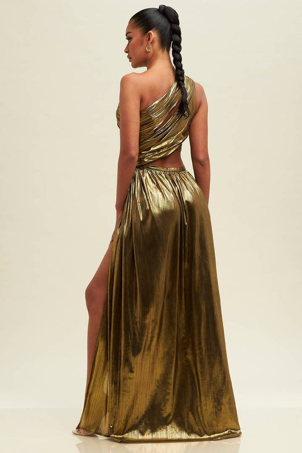 Aphrodite Black/Gold Metallic Gown