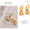 Square Golden Charm Hoop Earrings