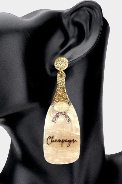 Glitter champagne earrings