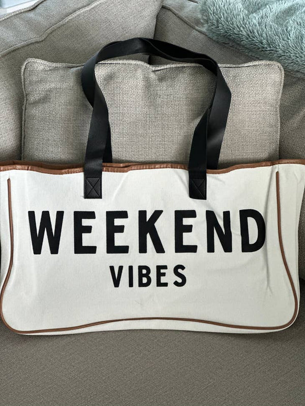 Trendy "Weekend Vibes" Canvas Tote Bag
