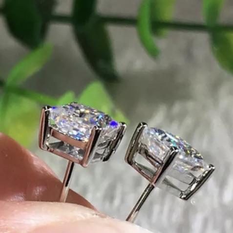 Diamond silver stud earrings