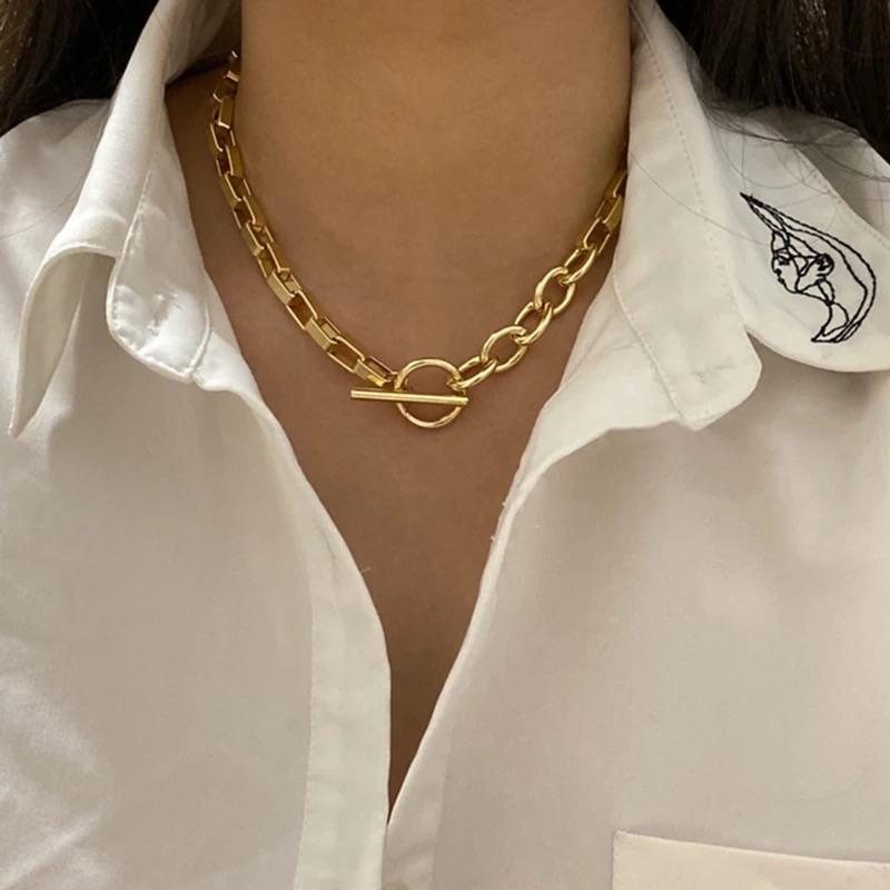 Gold thick chain necklace