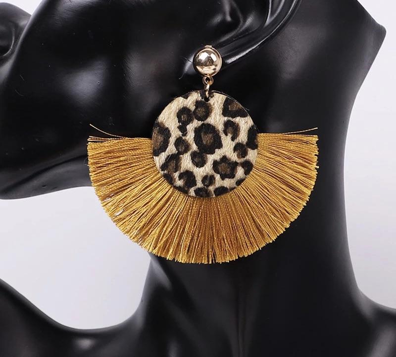 Leopard fringe earrings
