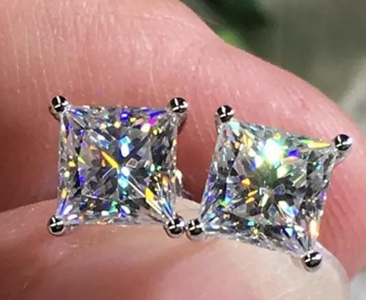 Diamond silver stud earrings