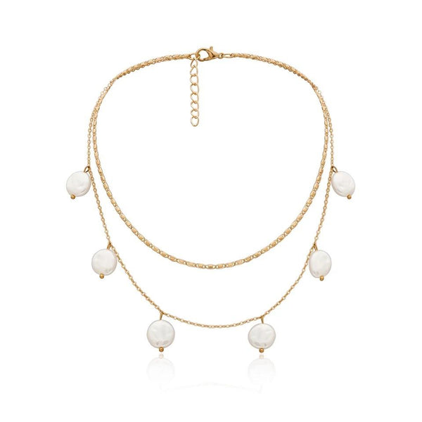Double layer pearl necklace